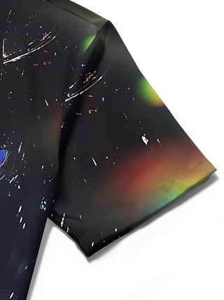 men's art print shirt close-up short sleeve