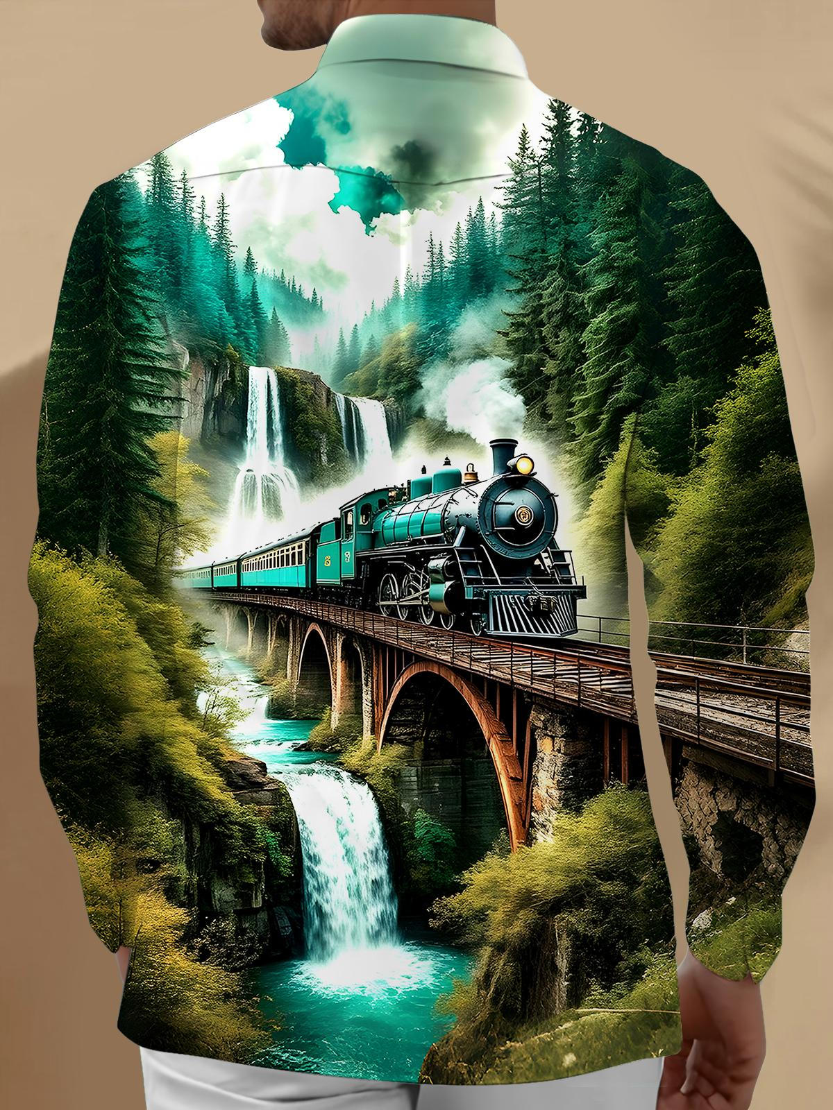 Train Forest Men's Pocket Long Sleeve Shirts