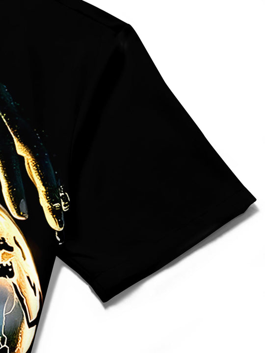 men's art print shirt close-up short sleeve