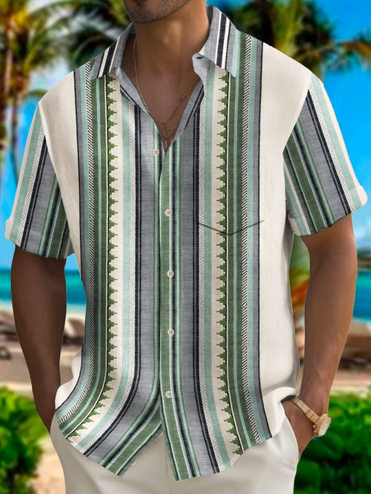 Men's Geometric Short Sleeve Shirt Front View
