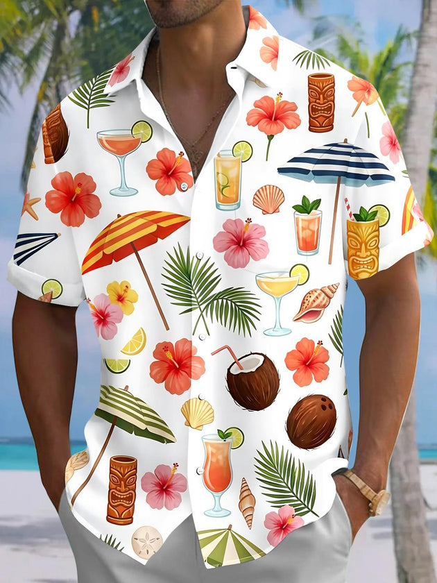Hawaiian Tiki Men's Pocket Short Sleeve Shirts