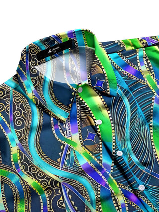 men's short sleeve geometric pocket shirt side view