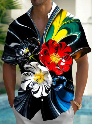 men's Hawaiian shirt front view tropical beach vacation