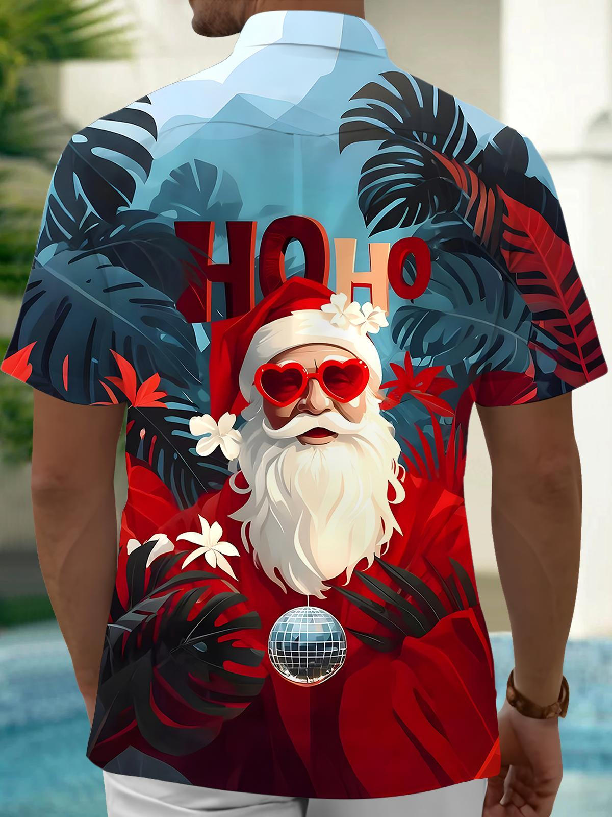 Santa Claus Men's Pocket Short Sleeve Shirts