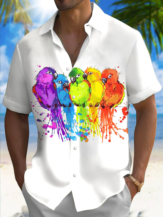 men's Hawaiian shirt front view tropical beach vacation