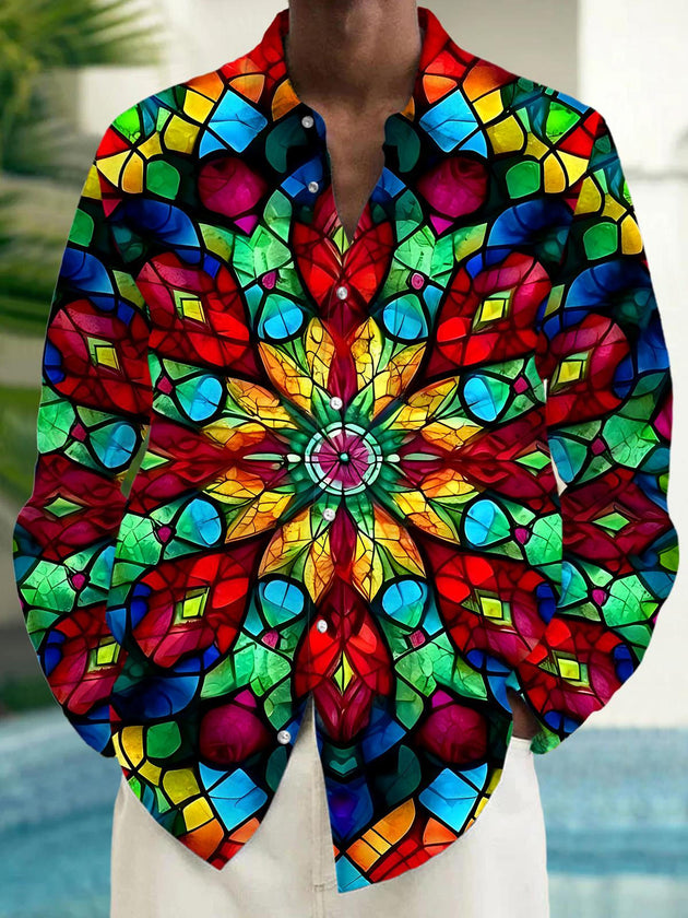 men's floral shirt front view