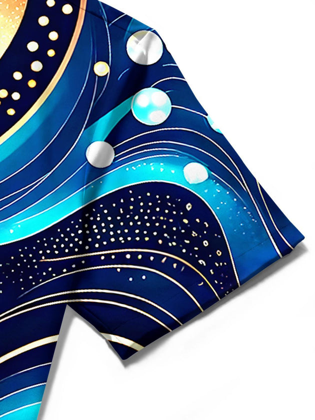 Men's half sleeve abstract flower print shirt side view