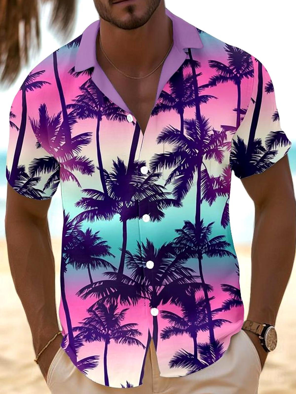 Coconut Tree Men's Pocket Short Sleeve Shirts