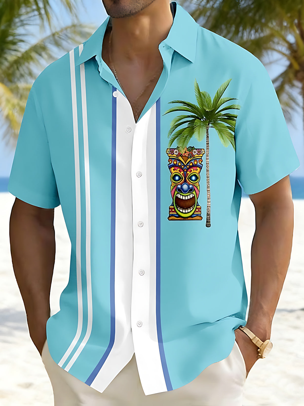Hawaiian Print Men's Pocket Short Sleeve Shirts