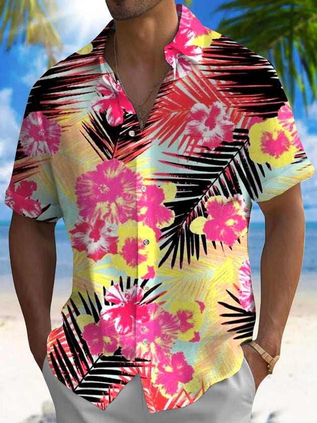 men's Hawaiian shirt front view tropical beach vacation