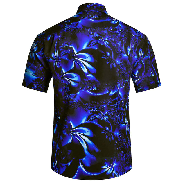 Flower Shirt Men Gradient Floral Trendy Button Down Shirts Short Sleeve Holiday Beach Tops for Travel Beach Vacation honest