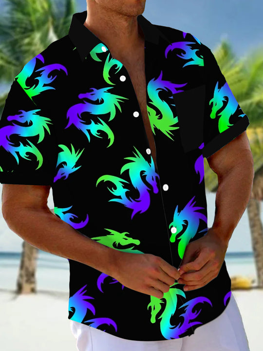 men's dragon print shirt front view