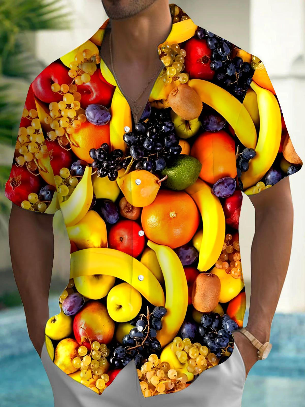 Fruit Men's Pocket Short Sleeve Shirts