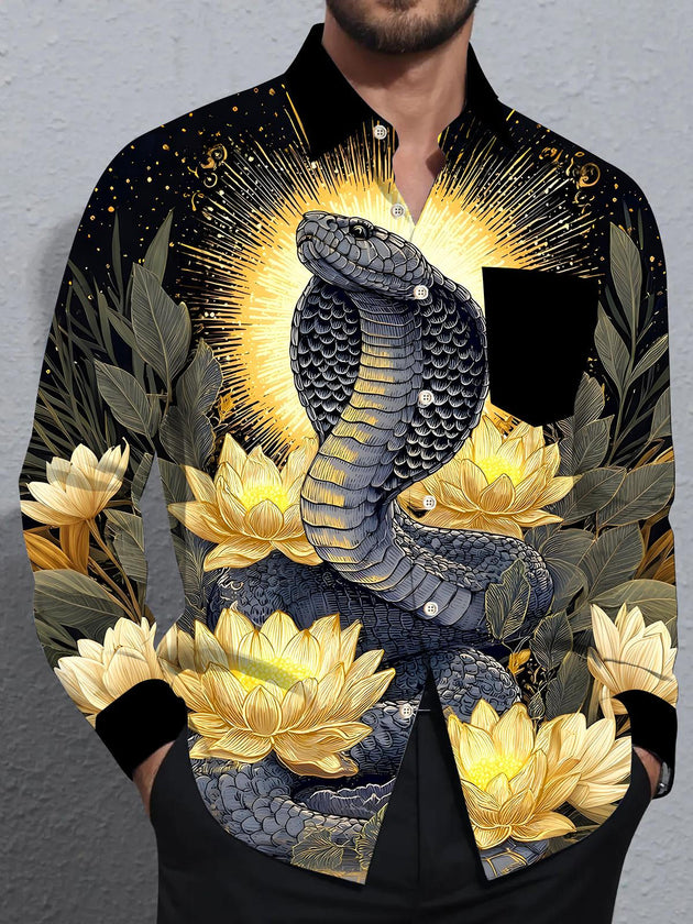 men's snake print shirt front view