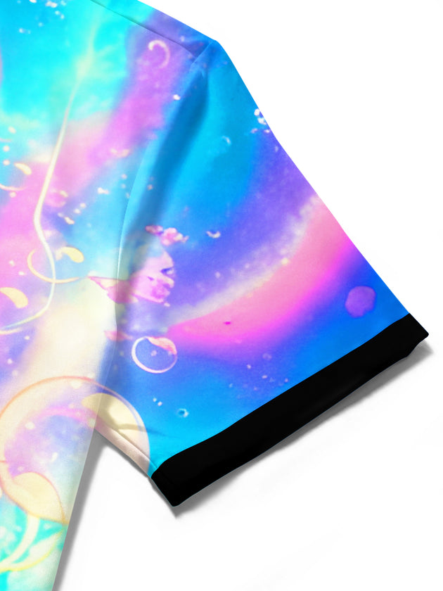 men's psychedelic print shirt close-up short sleeve
