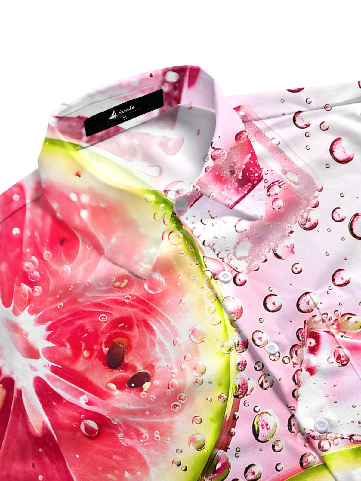 Hawaiian Watermelon Ice Men's Pocket Short Sleeve Shirts