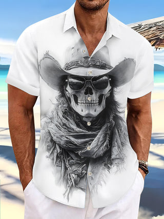 men's skull print shirt front view