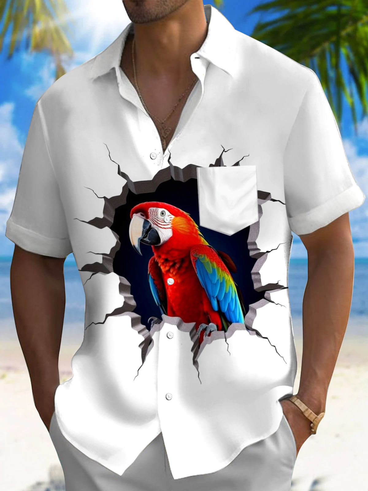 Parrot Men's Pocket Short Sleeve Shirts