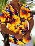 Floral Short Sleeve Men's Shirts With Pocket