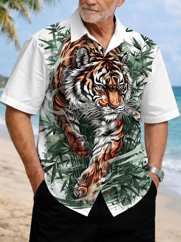 men's tiger print shirt front view