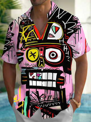 men's abstract print shirt front view