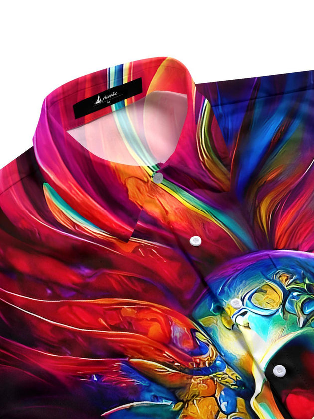 men's gothic print shirt side view