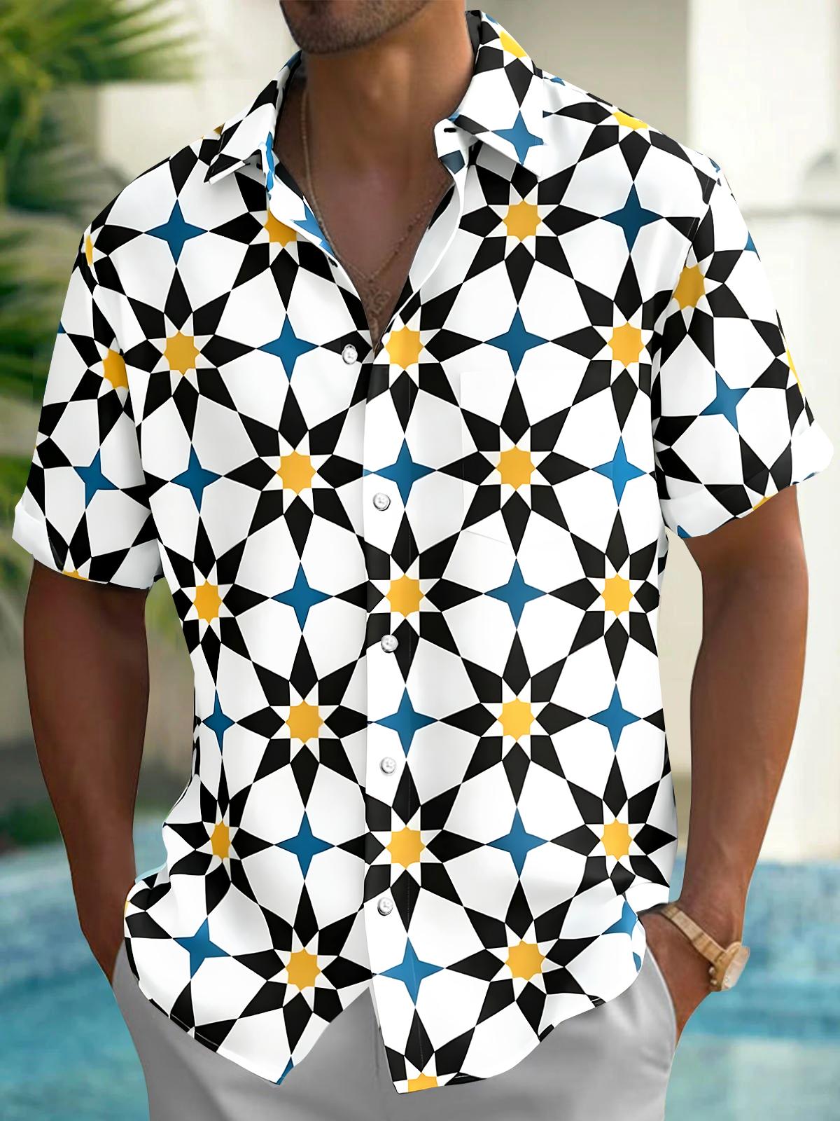 Geometry Men's Pocket Short Sleeve Shirts