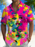 Face Art Print Men's Pocket Short Sleeve Shirts