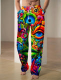 Abstract Art Print Men's Casual Elastic Waist Pants