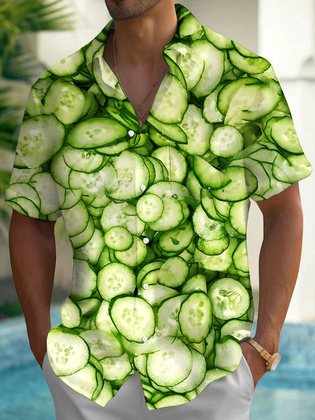 Men's Cucumber pocket short sleeve shirt front view