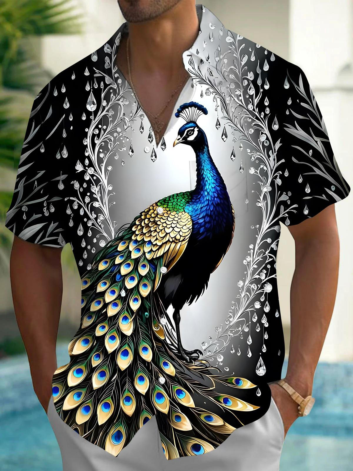 Peacock Men's Pocket Short Sleeve Shirts
