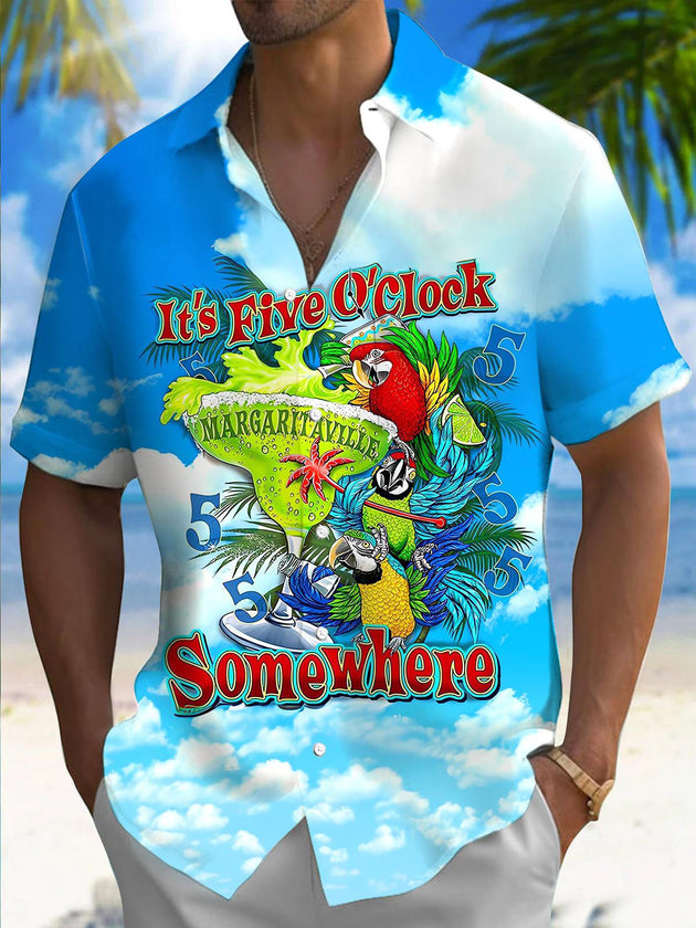 men's Hawaiian shirt front view tropical beach vacation