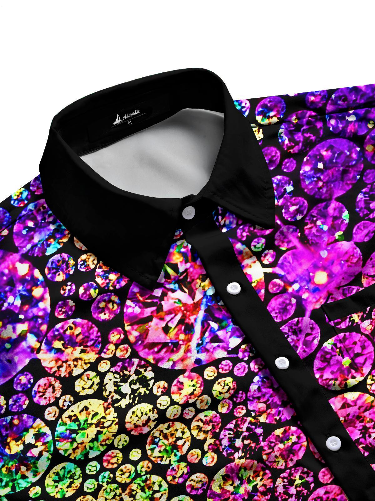 Psychedelic Iridescent Diamonds Men's Pocket Short Sleeve Shirts