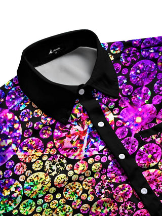 men's retro 70s print shirt side view
