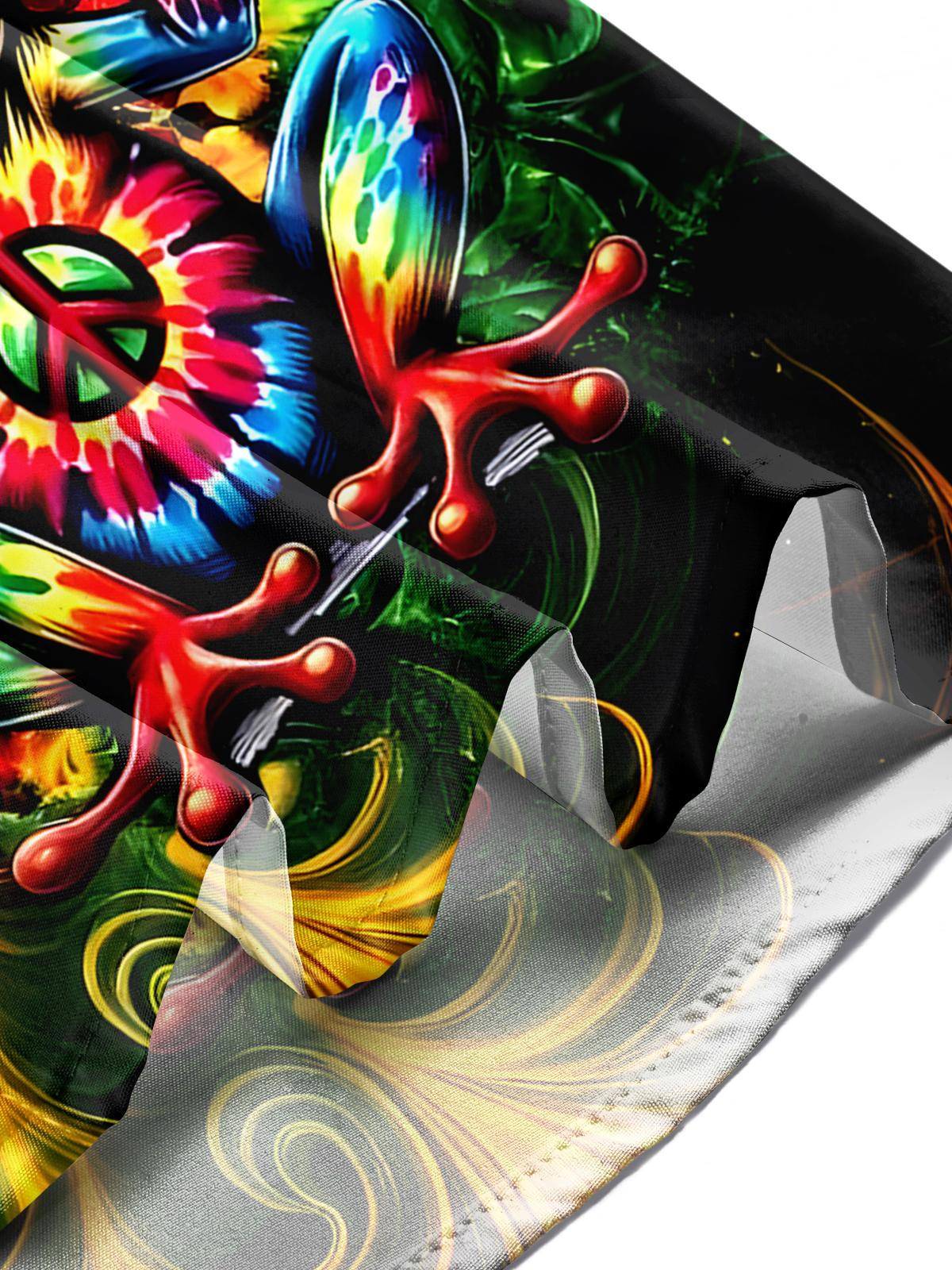 Tie Dye Hippie Frog Men's Pocket Short Sleeve Shirts