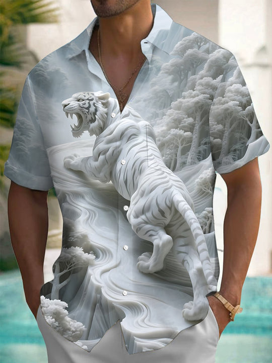 men's tiger print shirt front view