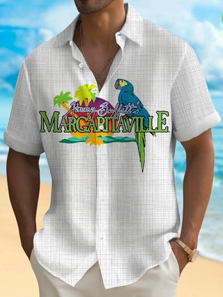 men's Hawaiian shirt front view tropical beach vacation
