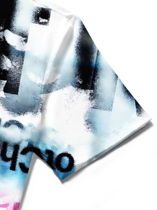 men's gradient print shirt close-up short sleeve