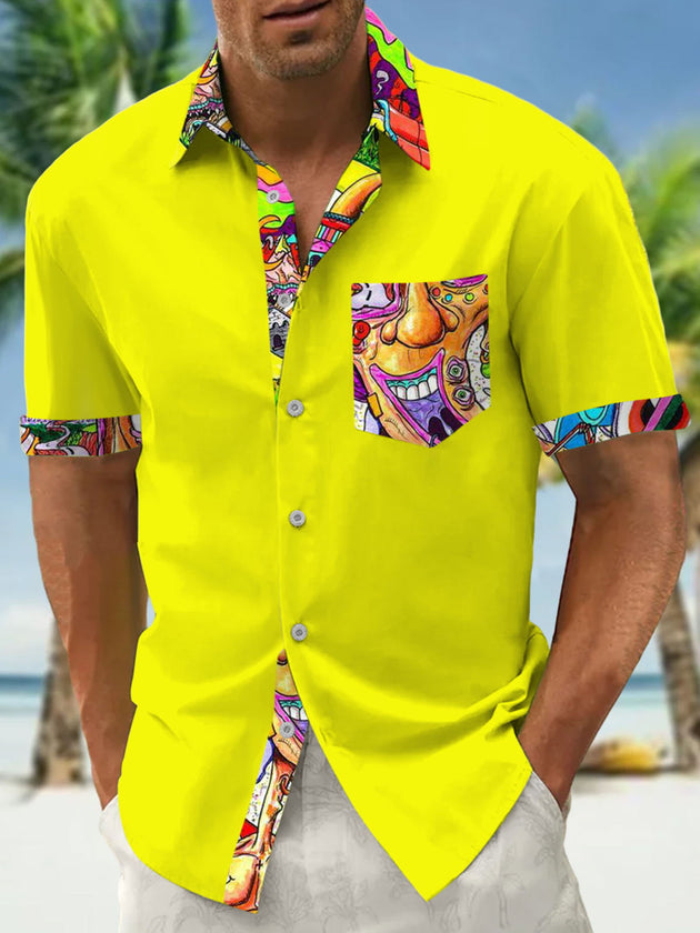 Men's abstract print short sleeve shirt front view