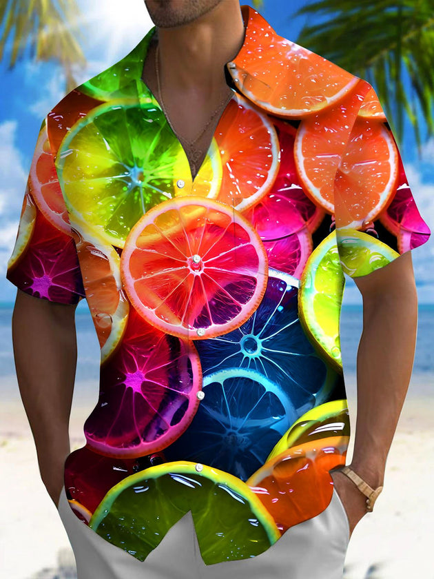 men's Hawaiian shirt front view tropical beach vacation