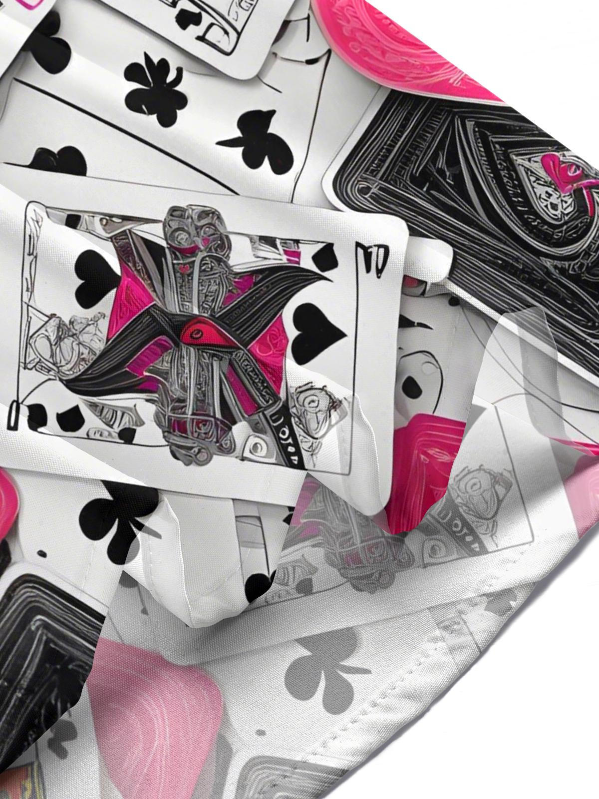 Poker Print Men's Pocket Long Sleeve Shirts