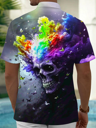 men's skeleton pattern shirt back view