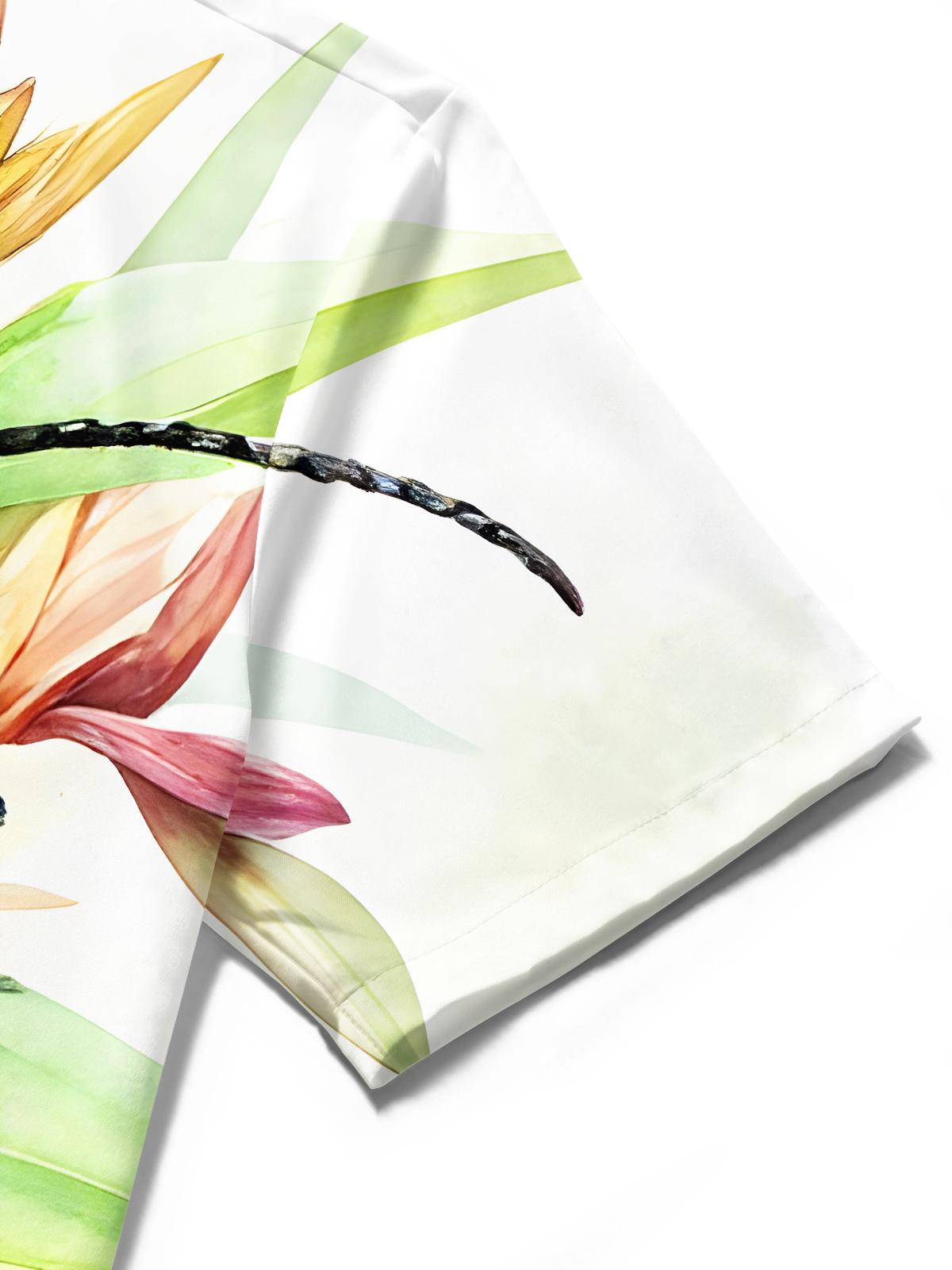 men's watercolor print shirt close-up short sleeve