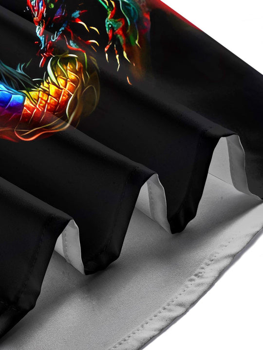 Men's short sleeve dragon print shirt lifestyle side view