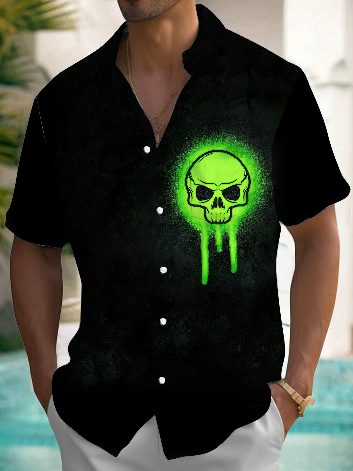 Skull Men's Pocket Short Sleeve Shirts