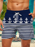 Anchor Stripe Men's Shorts With Pocket