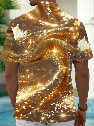 Men's abstract print short sleeve shirt back view