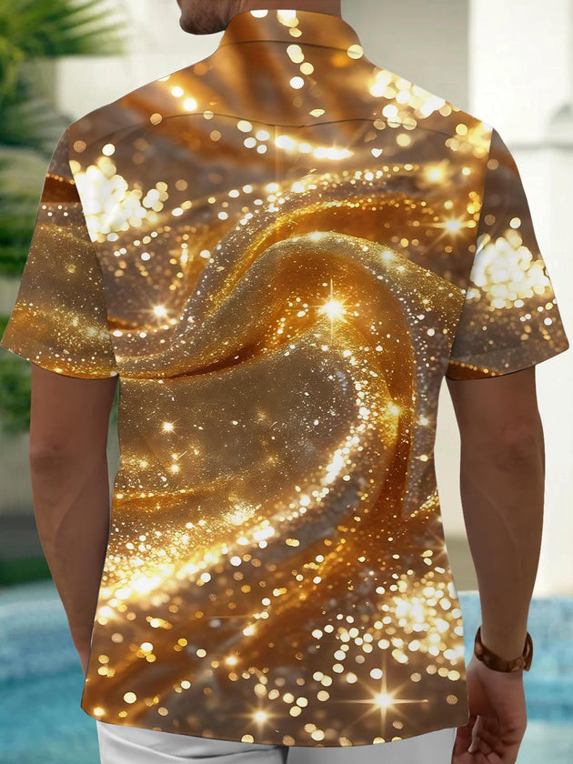Men's abstract print short sleeve shirt back view
