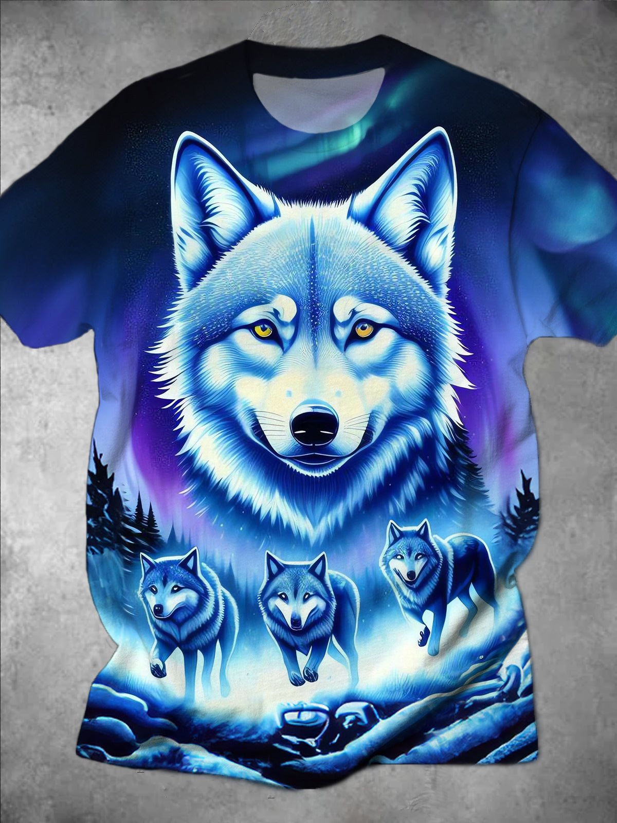 Galaxy Wolf Round Neck Short Sleeve Men's T-shirt