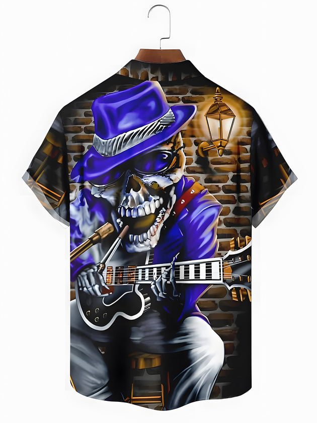 men's music print shirt back view